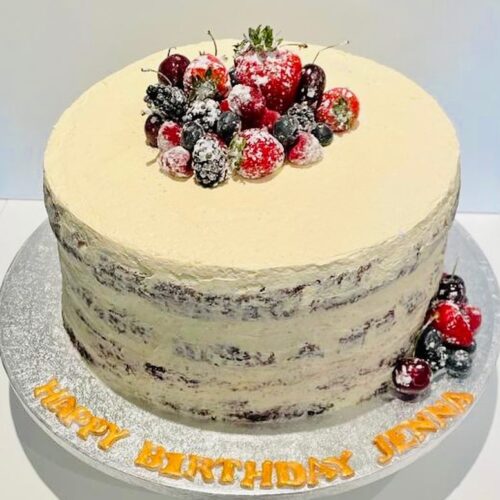 Chocolate Cake Fruits Topping with Buttercream Layers