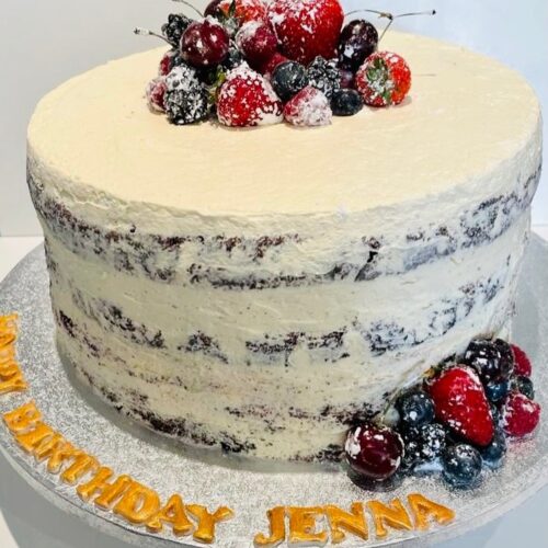 Chocolate Cake Fruits Topping with Buttercream Layers