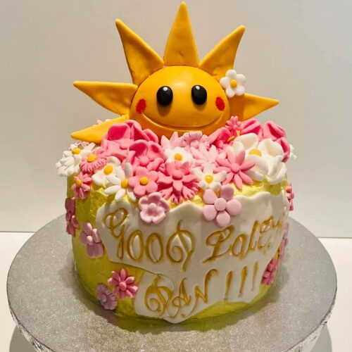 Sunshine and Flowers Vanilla sponge cake with strawberry jam layers