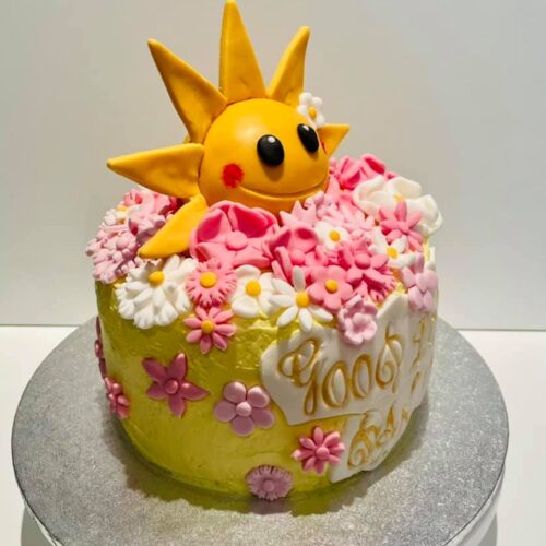 Sunshine and Flowers Vanilla sponge cake with strawberry jam layers