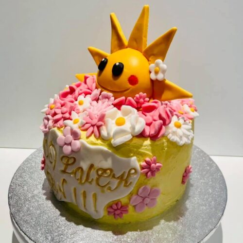 Sunshine and Flowers Vanilla sponge cake with strawberry jam layers