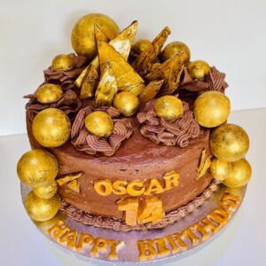 Chocolate Cake decorated with Chocolate Shards and Chocolate Balls
