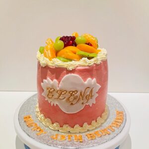 Chocolate Cake with alternative Vanilla Sponge Cake Layers, Buttercream filling and Fresh Fruits Topper