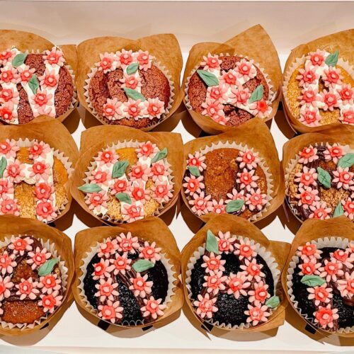 Cupcakes with Alphabet Topper in Mixed Flavours of Red, Velvet, Lemon, Chocolate and Coffee