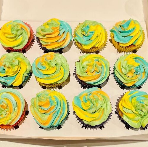 Rainbow Vanilla Cupcakes