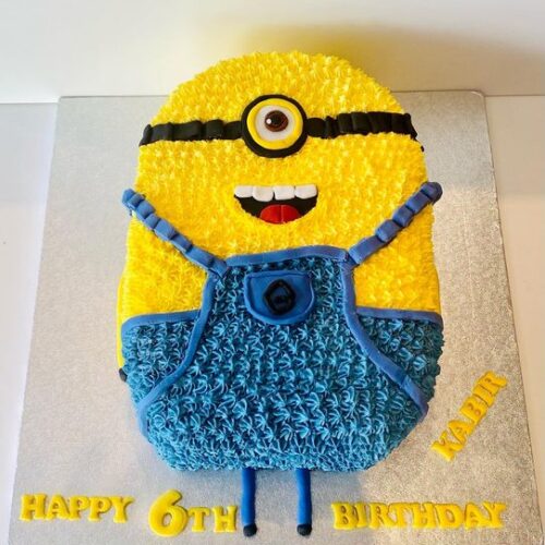 Minion Theme Chocolate Cake with Vanilla Buttercream filling