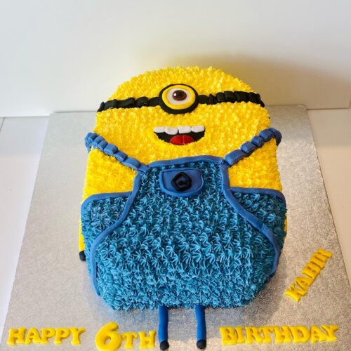 Minion Theme Chocolate Cake with Vanilla Buttercream filling
