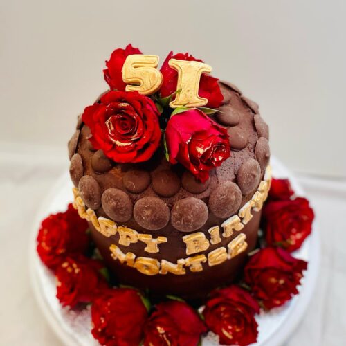 Chocolate Cake decorated with Roses