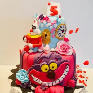 Alice in Wonderland Vanilla Sponge Cake with Strawberry Jam Layers