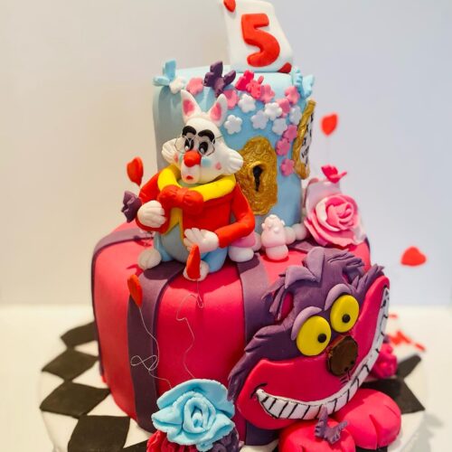Alice in Wonderland Vanilla Sponge Cake with Strawberry Jam Layers