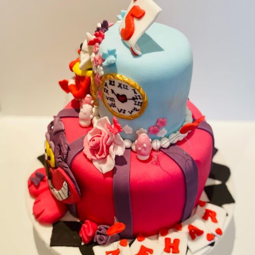 Alice in Wonderland Vanilla Sponge Cake with Strawberry Jam Layers