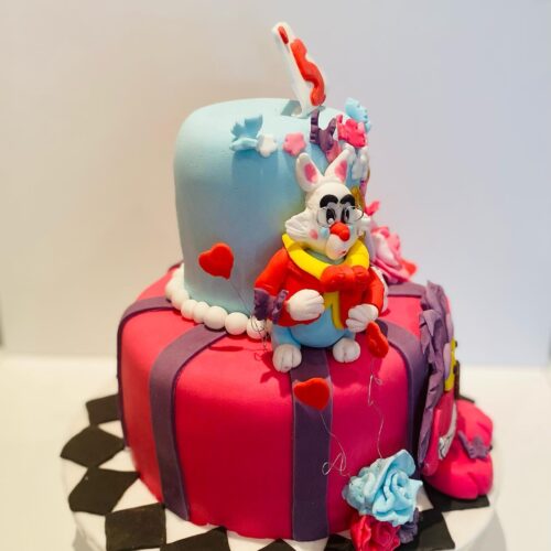 Alice in Wonderland Vanilla Sponge Cake with Strawberry Jam Layers