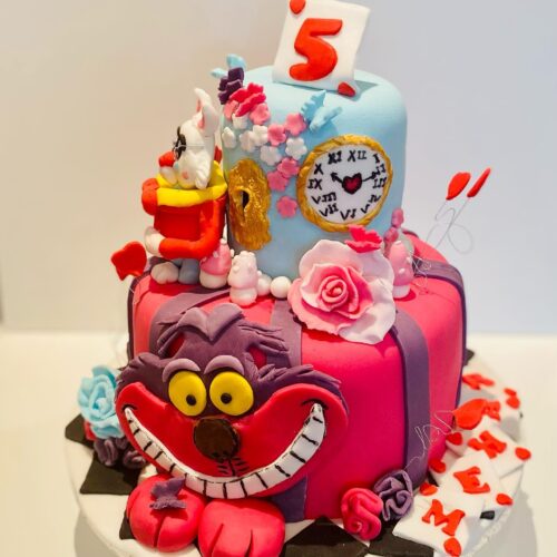 Alice in Wonderland Vanilla Sponge Cake with Strawberry Jam Layers