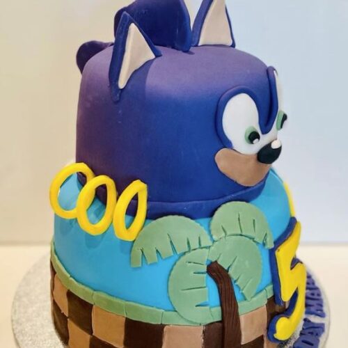 Chocolate and Vanilla Sponge Sonic Birthday Cake