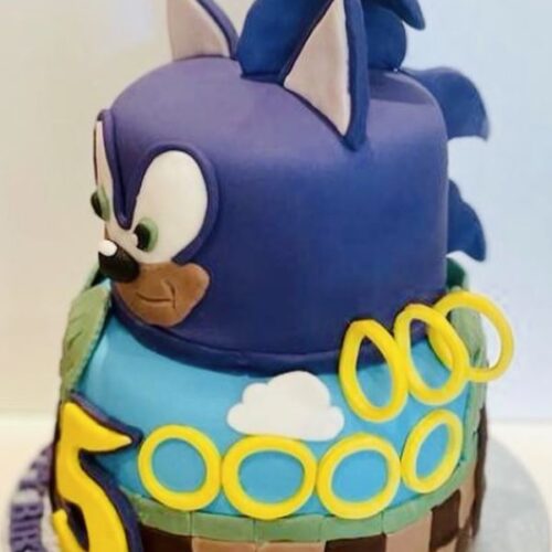 Chocolate and Vanilla Sponge Sonic Birthday Cake
