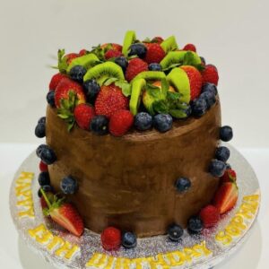 Vanilla Sponge Cake Chocolate Cream filling with Fruits Topper