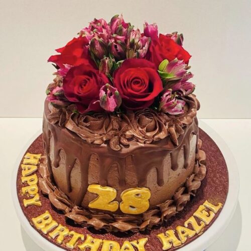 Chocolate Cake with Fresh Flowers