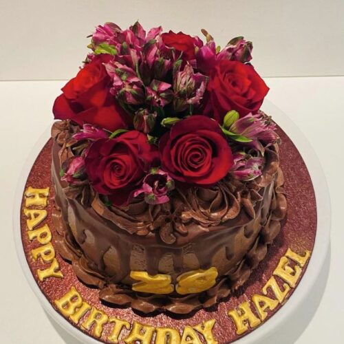 Chocolate Cake with Fresh Flowers