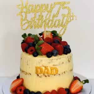 Naked Vanilla Sponge Cake with Fruits Topper